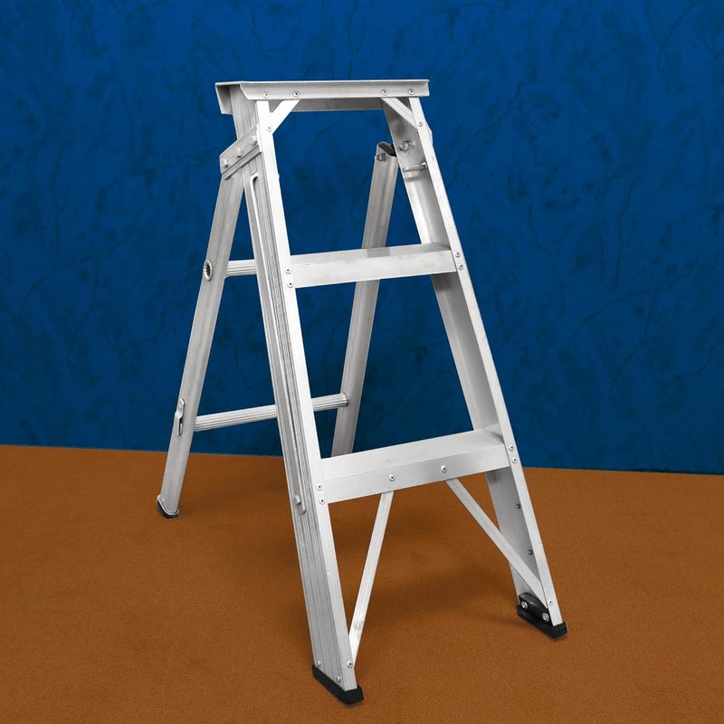 EMC Dual Purpose Aluminium 3 Step Ladder - Heavy Duty, 250 kg Capacity, Slip-Resistant Steps, Safety Lock, Compact Size - 1.54 Meter - Image 1